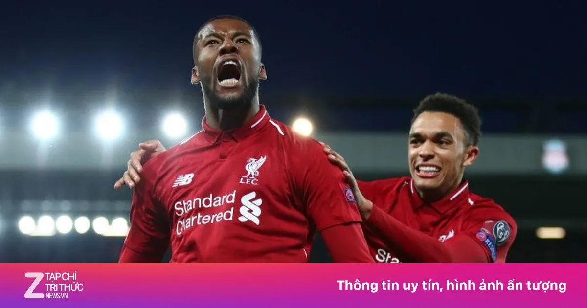 Divock Origi ăn mừng cuồng nhiệt sau khi ghi bàn thắng quyết định 4-0 vào lưới Barcelona tại Anfield 2019