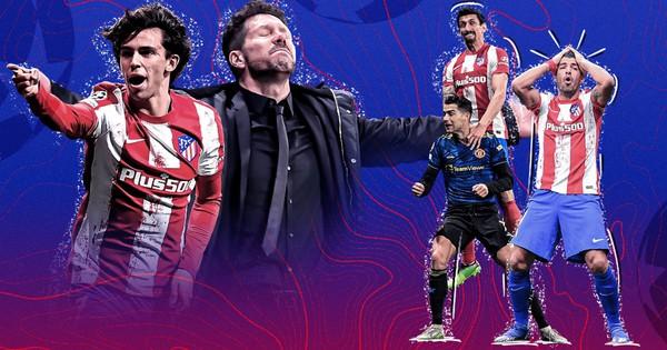 Huấn luyện viên Diego Simeone đầy nhiệt huyết chỉ đạo bên đường biên, thể hiện tinh thần chiến đấu Cholismo đặc trưng của Atlético Madrid tại La Liga