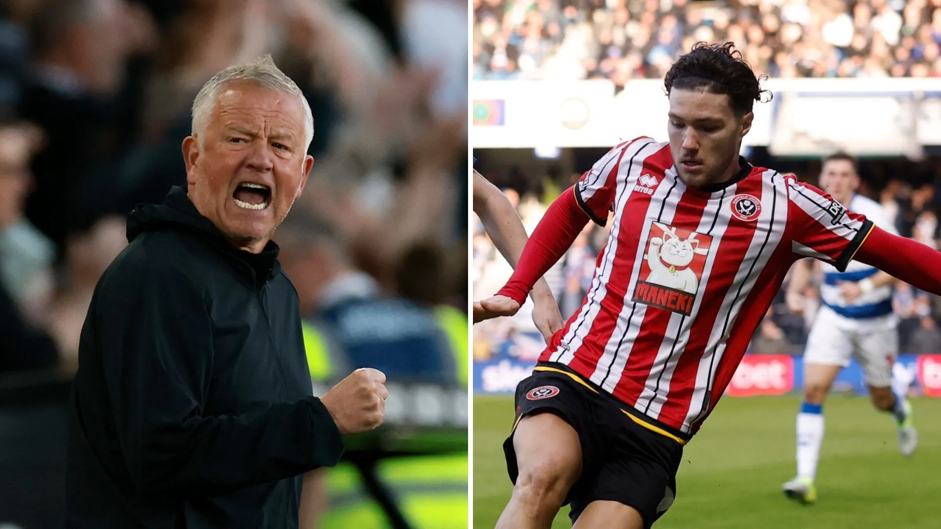 HLV Chris Wilder của Sheffield United cùng cầu thủ