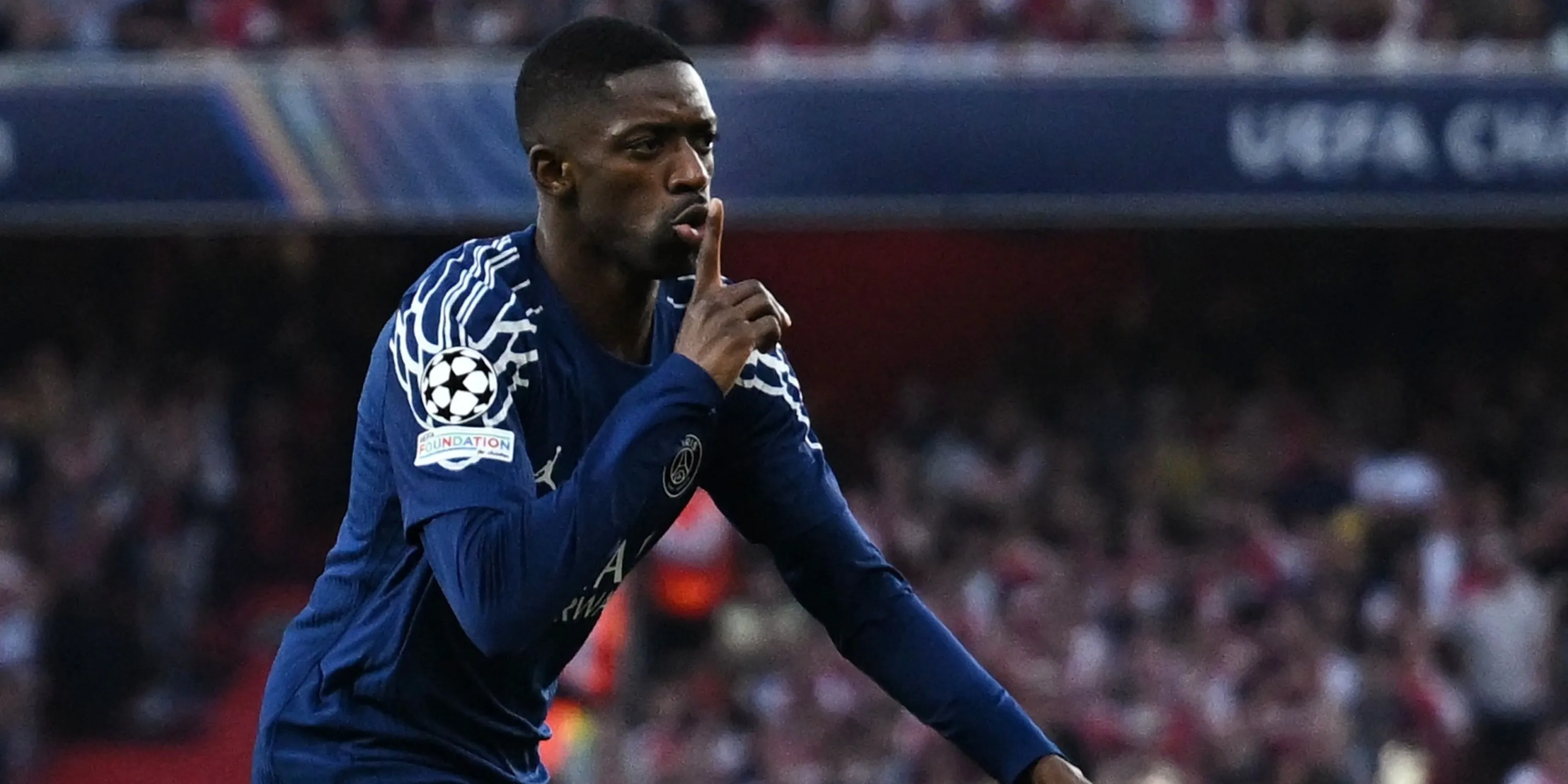 Ousmane Dembele ăn mừng bàn thắng cho PSG ở Champions League